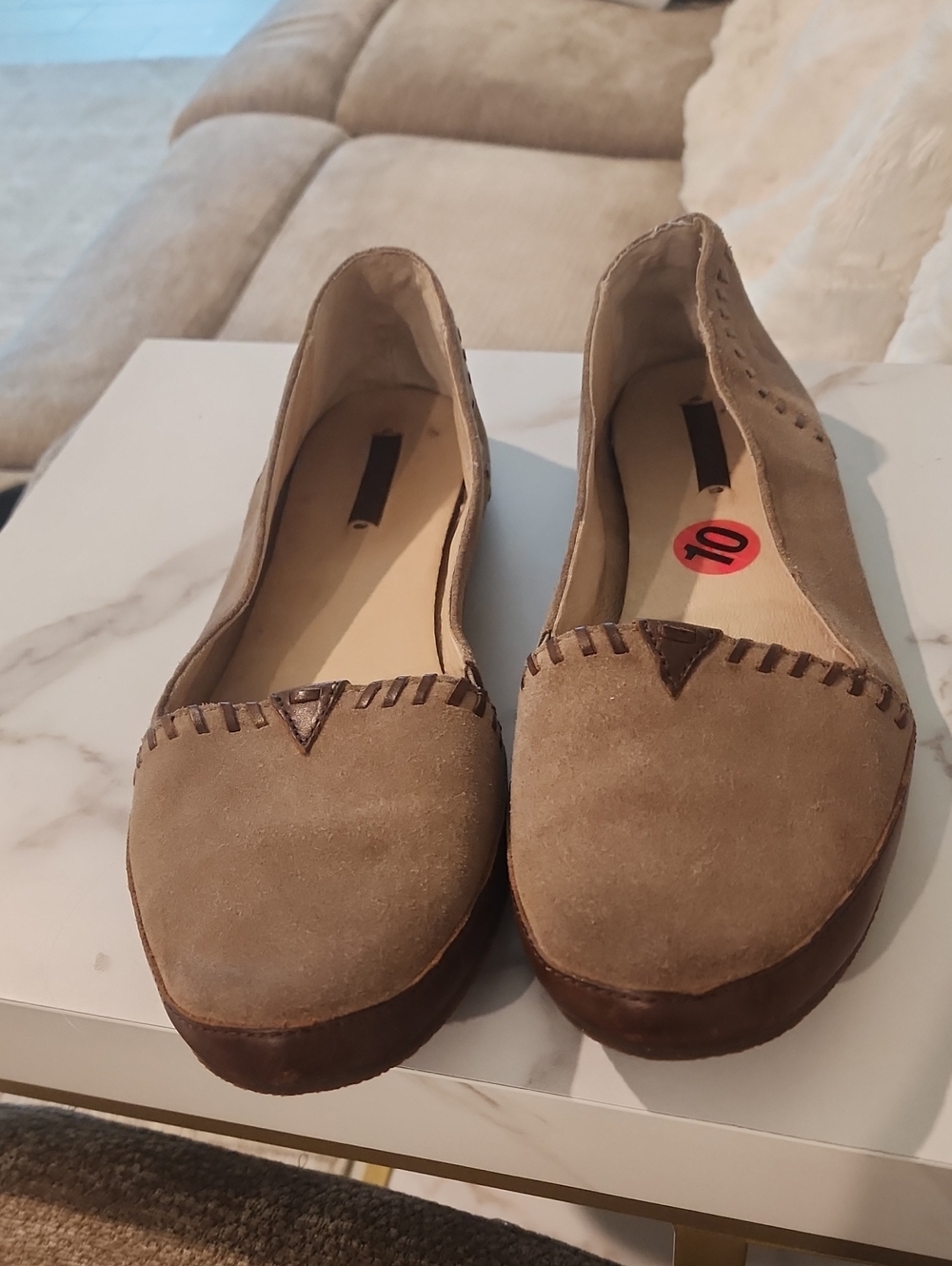 NWT.Frye Taupe Suede Slip-On Loafers